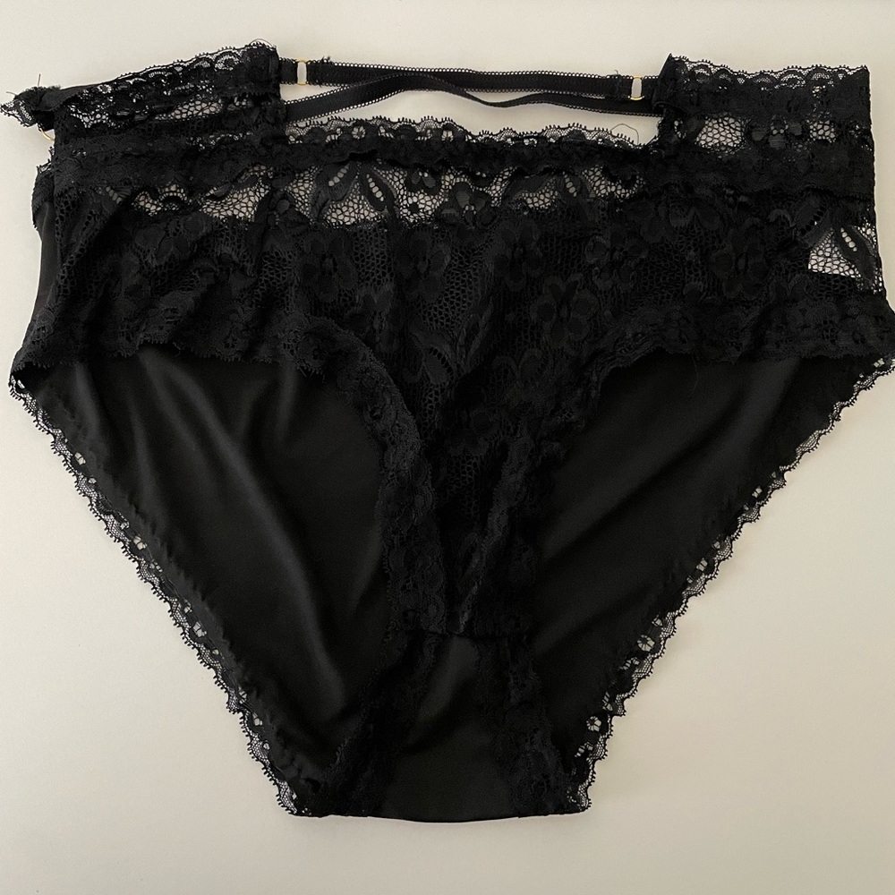 High waisted black and lace underwear